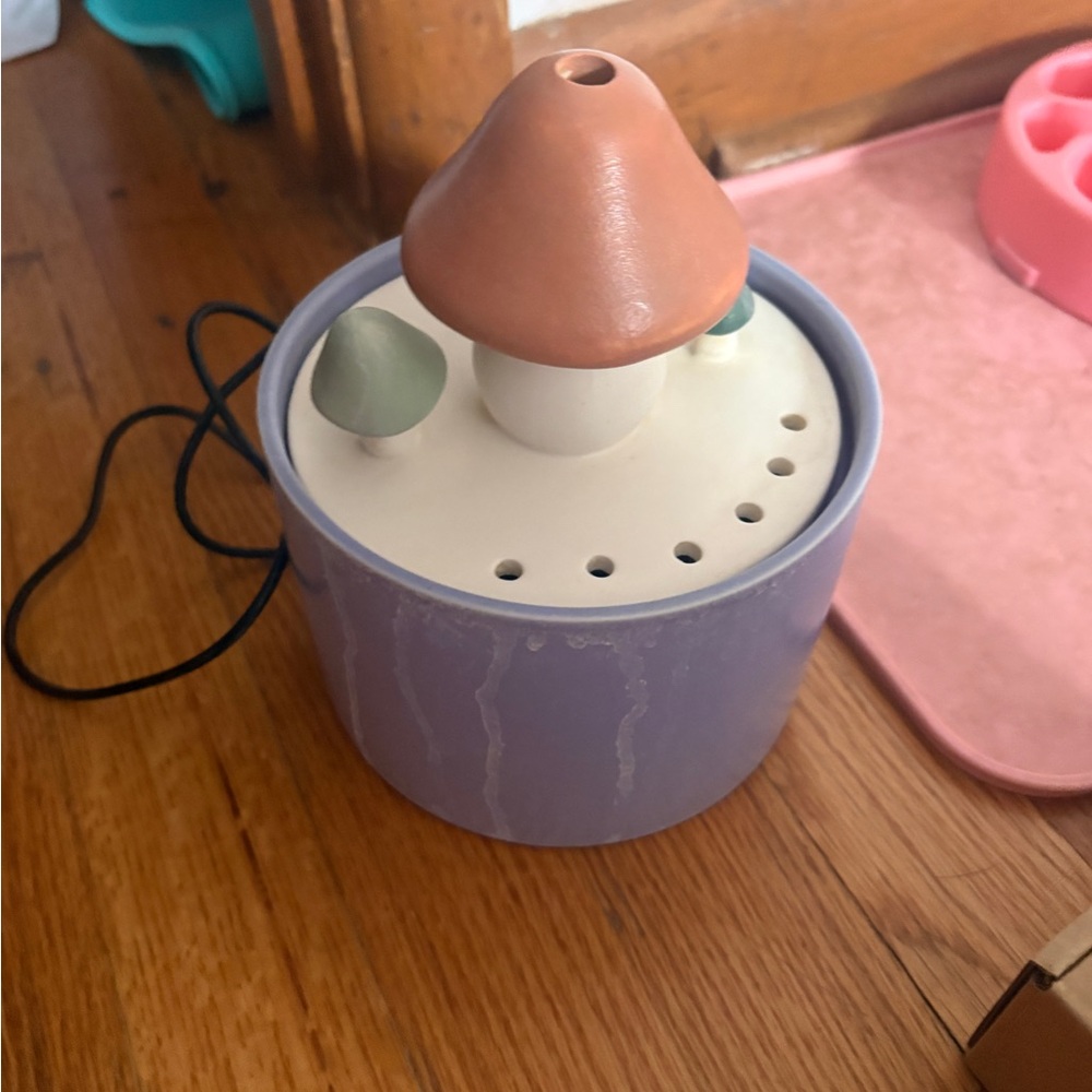Ceramic Purple Mushroom Cat Water Fountain - Unbranded